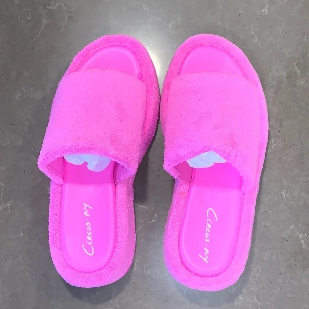 NWOT Circus by Sam Edelman Latasha Pink Terry Wedge Slide Sandals 7 - Picture 8 of 14